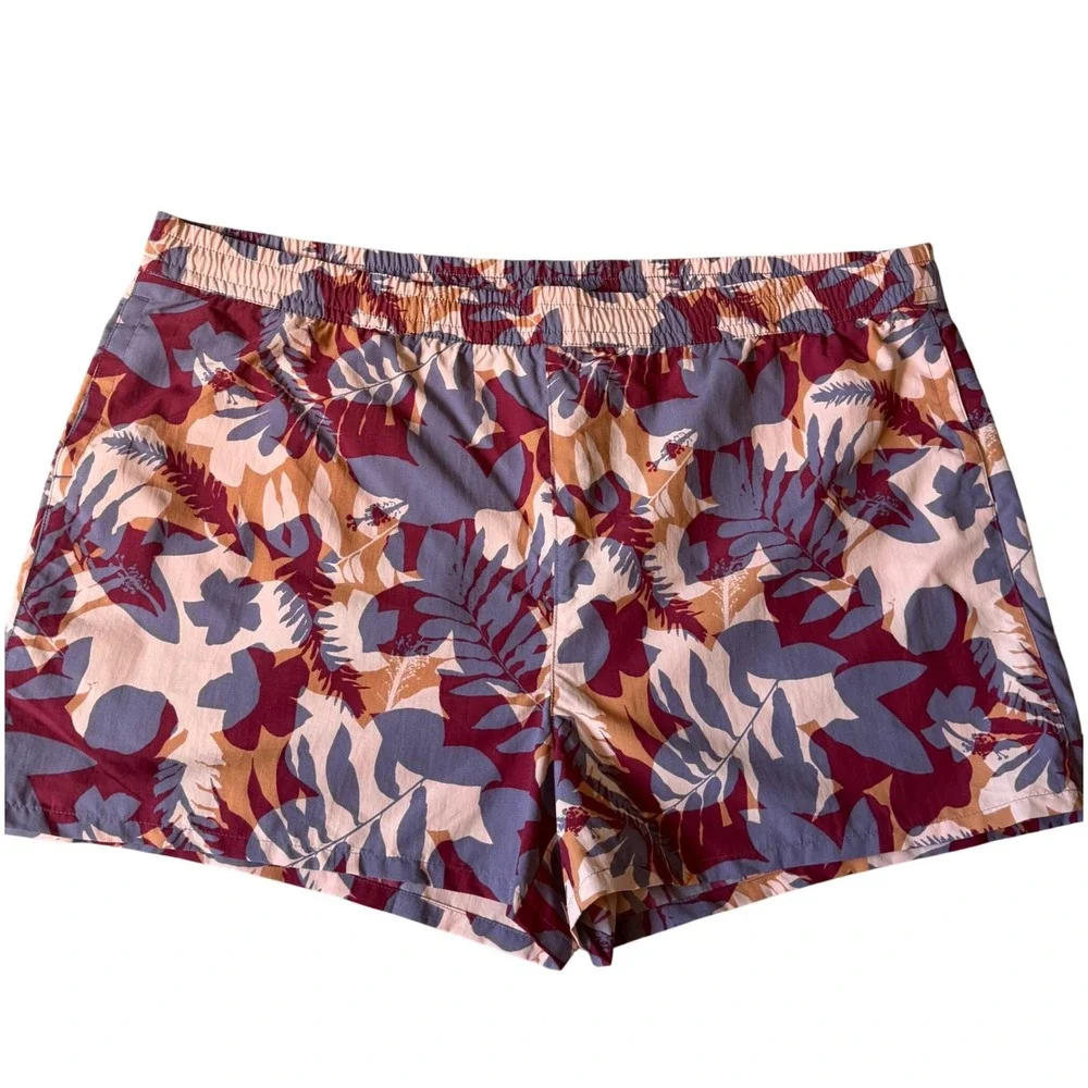 Eddie Bauer Shorts NEW Womens Tidal Floral Print Nylon Royal Red Orange 2XL Tall